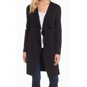 Vince Camuto Black Draped Open-Front Cardigan